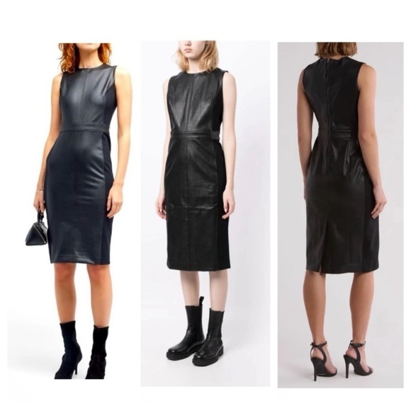 Spanx Leather Like Combo Fitted Sheath Dress